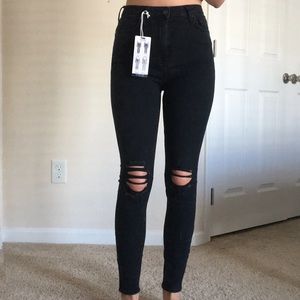 Black Ripped High Waisted Skinny Jeans